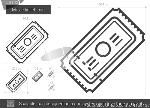 Image of Movie ticket line icon.