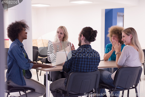 Image of Multiethnic startup business team on meeting