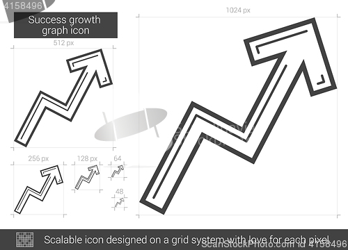 Image of Success growth chart line icon.