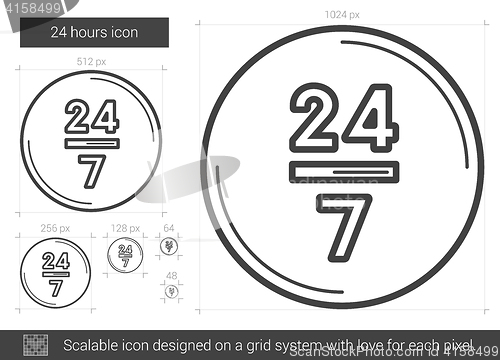 Image of Twenty four hours line icon.