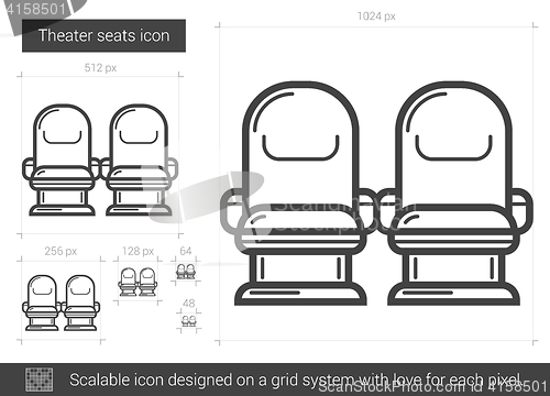 Image of Theater seats line icon.