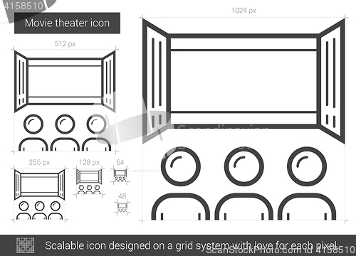 Image of Movie theater line icon.