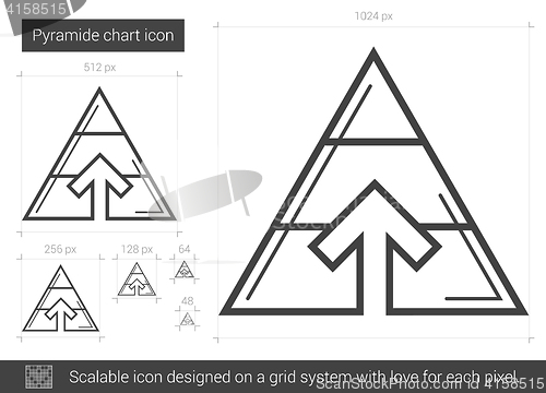 Image of Pyramid chart line icon.