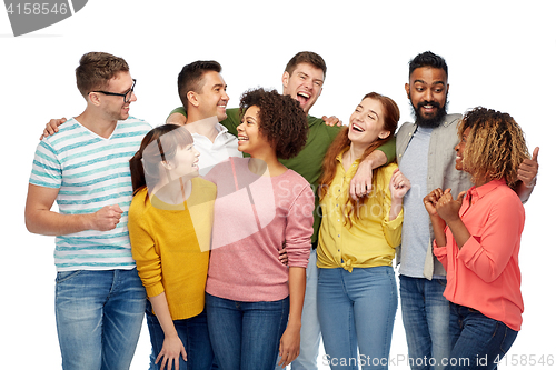 Image of international group of happy laughing people