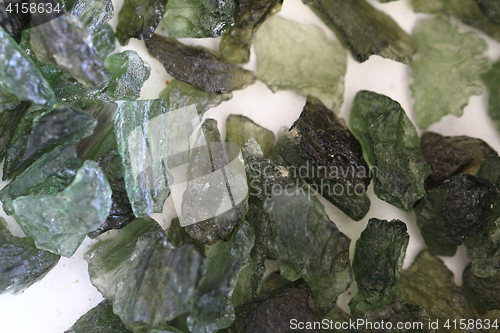 Image of green moldavite mineral collection 