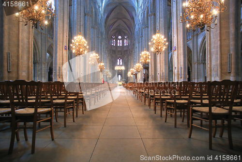 Image of The Beautiful Nave of Cathedral Saint-Etienne in Bourges
