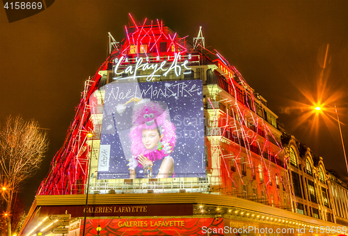 Image of Galleries Lafayette in a Winter Night in Paris