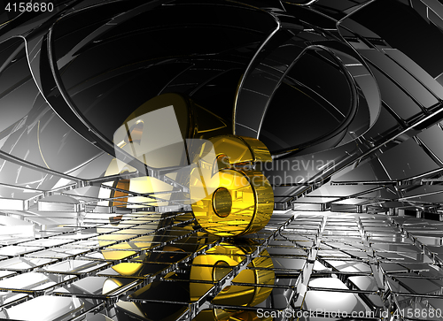 Image of number six in abstract futuristic space - 3d rendering