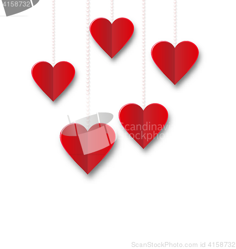 Image of Background of hearts hanging on strings - Valentine s Day