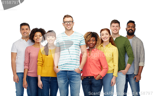 Image of international group of happy smiling people