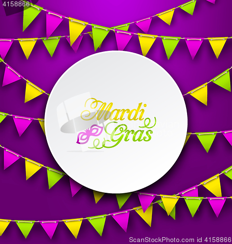 Image of Mardi Gras Traditional Card, Bunting Background