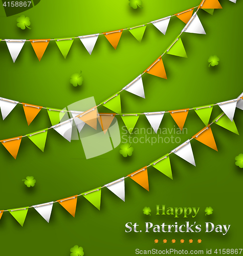 Image of Bunting Pennants in Irish Colors and Clovers for St. Patricks Day