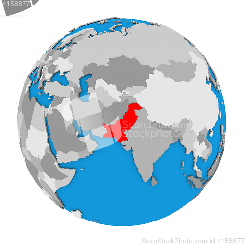 Image of Pakistan on globe