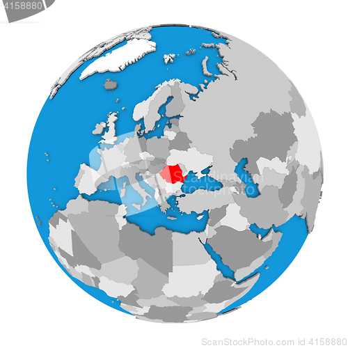 Image of Romania on globe