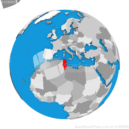 Image of Tunisia on globe