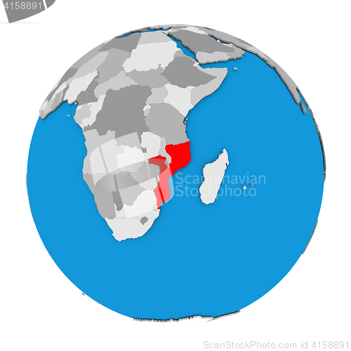 Image of Mozambique on globe