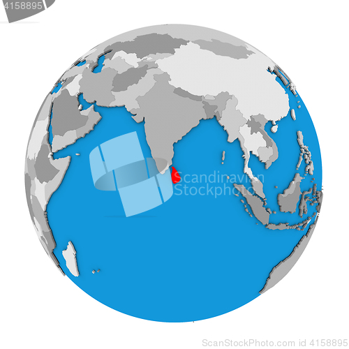 Image of Sri Lanka on globe