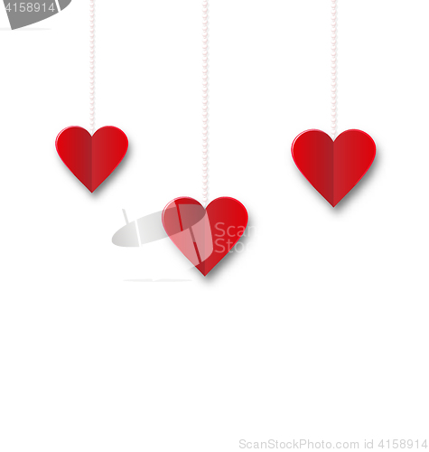 Image of Background of hearts hanging on strings - Valentine s Day