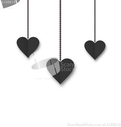 Image of Background of hearts hanging on strings - Valentine s Day