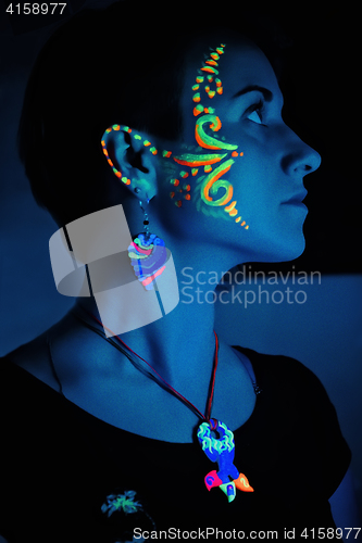 Image of Woman With Fluorescent Make-up And Bijouterie