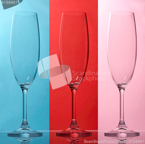 Image of three empty champagne glasses