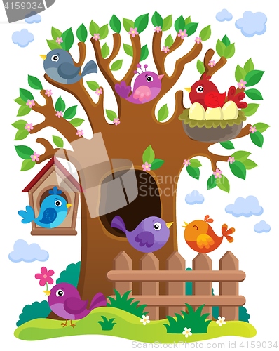 Image of Tree with stylized birds theme image 1