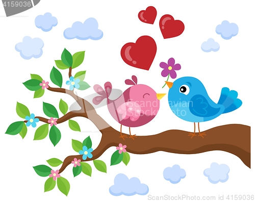 Image of Valentine birds on branch theme 1