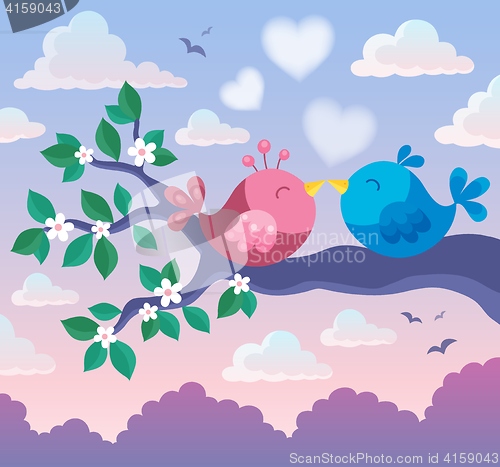 Image of Valentine birds on branch theme 3