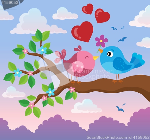 Image of Valentine birds on branch theme 2
