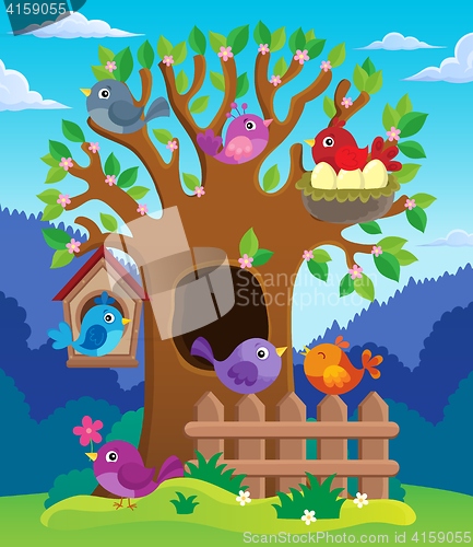 Image of Tree with stylized birds theme image 2