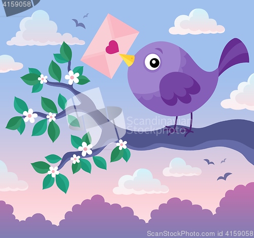 Image of Valentine bird with envelope theme 1