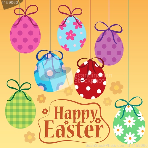 Image of Happy Easter theme with ornamental eggs