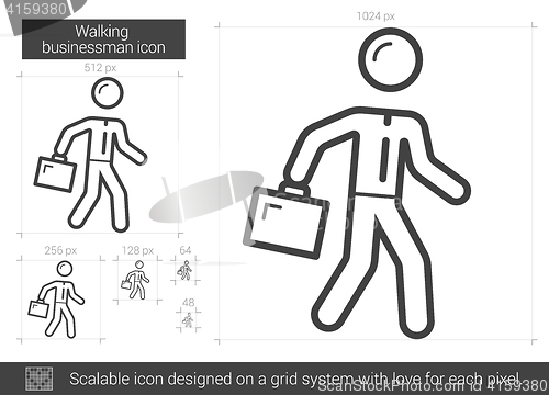 Image of Walking businessman line icon.