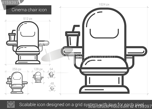 Image of Cinema chair line icon.