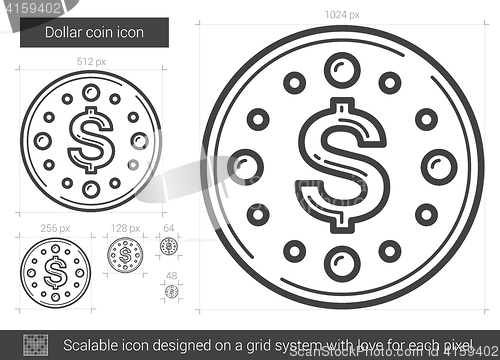 Image of Dollar coin line icon.