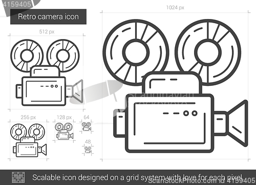 Image of Retro camera line icon.