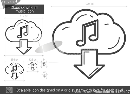 Image of Cloud download music line icon.