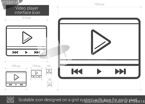 Image of Video player interface line icon.
