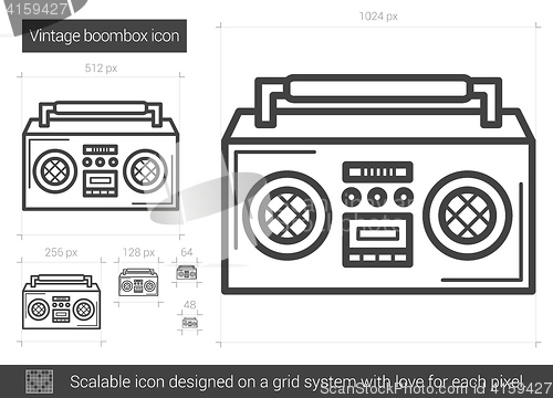Image of Vintage boombox line icon.