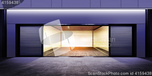 Image of modern empty garage at night