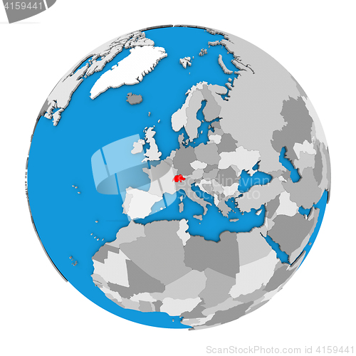 Image of Switzerland on globe