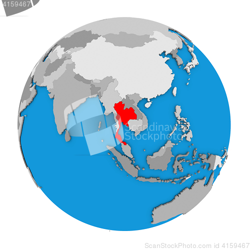 Image of Thailand on globe