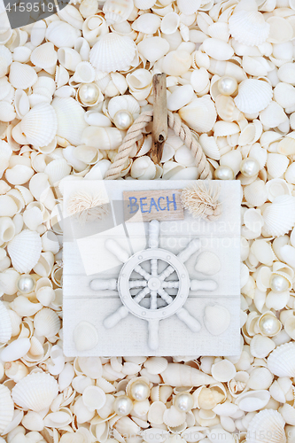 Image of Beach Sign with Shells and Pearls