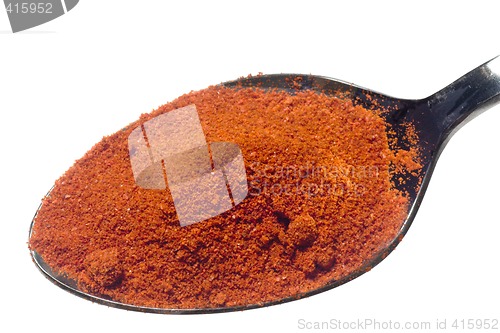 Image of Spoonful of ground chilli powder