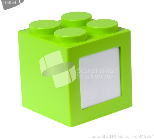 Image of Green building block with copyspace