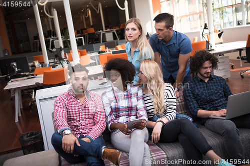 Image of Multiethnic startup business team on meeting