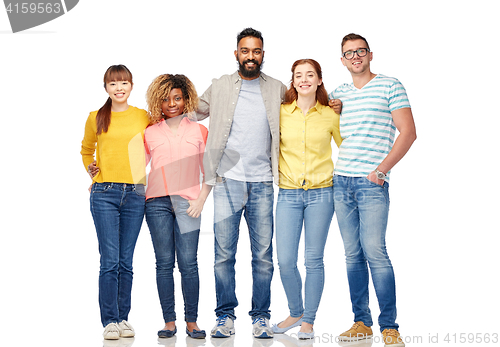 Image of international group of happy smiling people