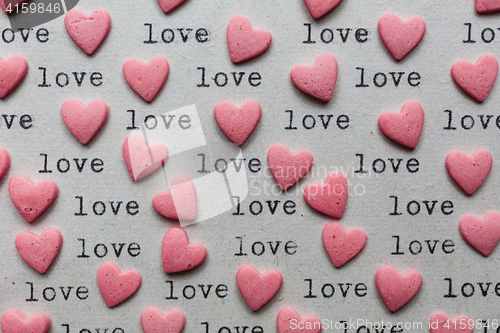 Image of Heart shaped candy with loving words