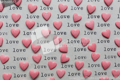 Image of Heart shaped candy with loving words