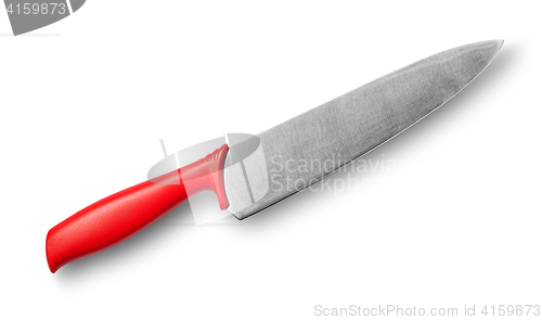 Image of Big kitchen knife with red handle